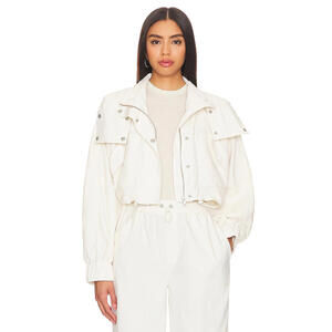 Wellbeing + Beingwell Mariposa Hooded Jacket cropped Antique White XXS $188msrp